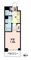 シャンチー・ボナール 2階1Kの間取り