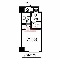 スパシエソリデ横浜鶴見 5階1Kの間取り