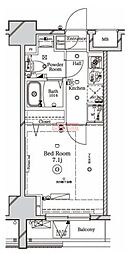 ラフィスタ川崎 3階1Kの間取り