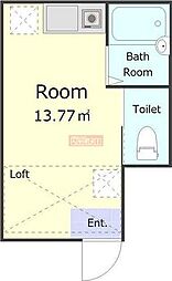 インベスト大森北 1階ワンルームの間取り