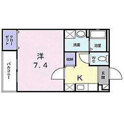 ボニータパレス　宝鏡 1階1Kの間取り