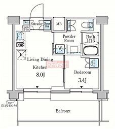 パークアクシス東蒲田 7階1LDKの間取り