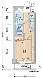 メインステージ多摩川 1Kの間取図画像