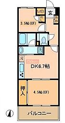 グローリア初穂久が原 2DKの間取図画像