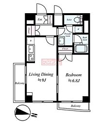 ルーブル大森山王 1LDKの間取図画像