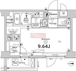 XEBEC大鳥居2 ワンルームの間取図画像