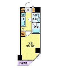 プレール・ドゥーク川崎 1Kの間取図画像