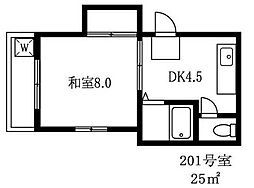 康成ビル 1DKの間取図画像