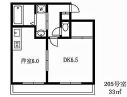 ガーデンマツイ 1LDKの間取図画像