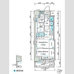 PARKLUXE蒲田一丁目 1DKの間取図画像