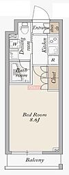 アジールコート武蔵新田 1Kの間取図画像