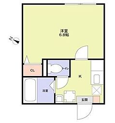 ティーグル矢口渡 1Kの間取図画像