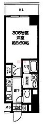 バレーヌ大森山王 1Kの間取図画像