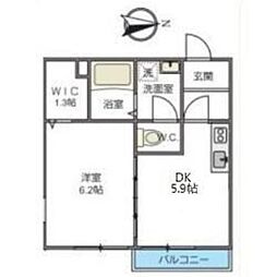 チェリーブロッサム東寺尾 1DKの間取図画像