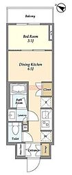 ドゥーエ横濱鶴見 1DKの間取図画像