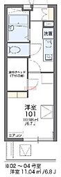 レオパレス雅 1Kの間取図画像