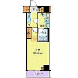 クロストン川崎 1Kの間取図画像