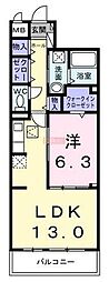 ブルーム 1LDKの間取図画像