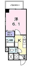 パルテノン 1Kの間取図画像