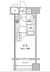 ライジングプレイス川崎 1Kの間取図画像
