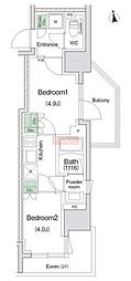 川崎市川崎区東田町マンション 2Kの間取図画像