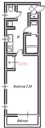 上池台ゼルコバマンション 1Kの間取図画像