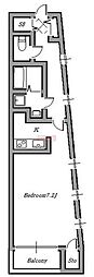 上池台ゼルコバマンション 1Kの間取図画像