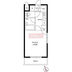 アルトゥーラ山王 1Kの間取図画像