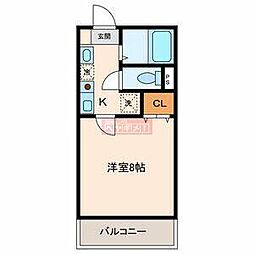 サンライトヒルズ 1Kの間取図画像