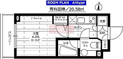 ステージファースト池上西アジールコート 1Kの間取図画像