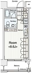 イプセ多摩川緑地 ワンルームの間取図画像