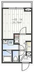 THECLASSOMORIRESIDENCE 1Kの間取図画像
