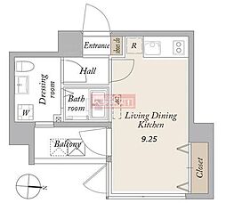 グランカーサ馬込2 ワンルームの間取図画像