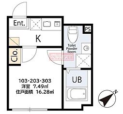 Tino 1Kの間取図画像