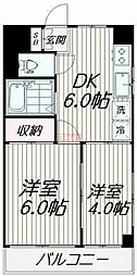 コーポエトワール 2DKの間取図画像