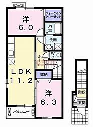 カーサ・ヴェルデ 2LDKの間取図画像