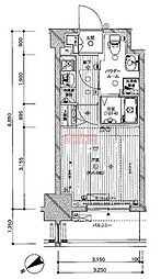 メインステージ蒲田6エグザ 1Kの間取図画像