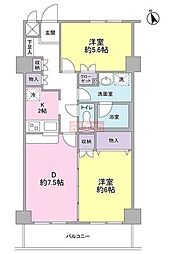 エクレール上池台 2DKの間取図画像