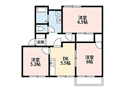 ブルックスハウス 1階3DKの間取り