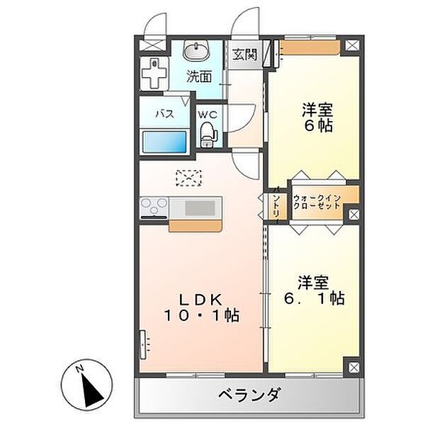 レジアスガーデン 102｜栃木県栃木市片柳町１丁目(賃貸マンション2LDK・1階・51.66㎡)の写真 その2