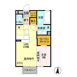 ピアチェーレ 1LDKの間取図画像