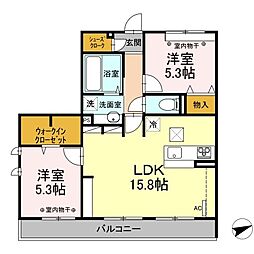 サンメゾン・小山中央 2LDKの間取図画像