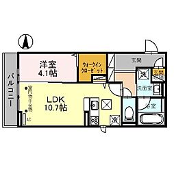 下都賀郡壬生町大字壬生丁アパート 1LDKの間取図画像