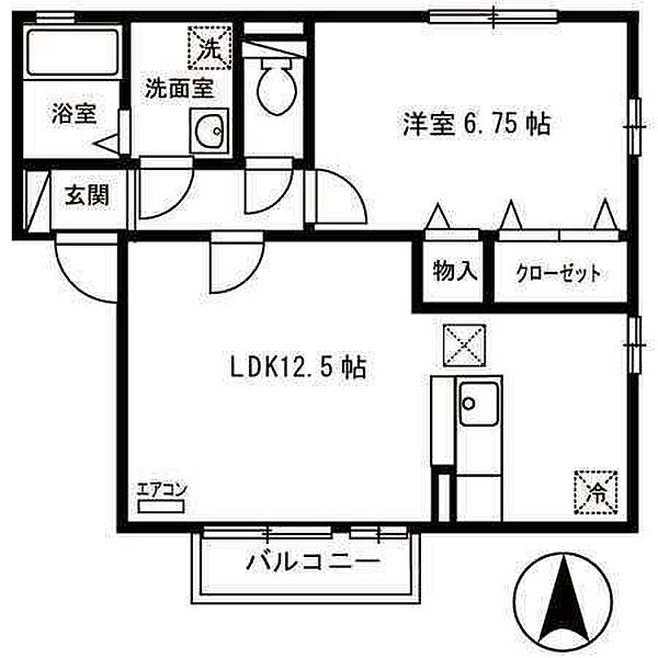 フォーシーズン　G 102｜栃木県栃木市都賀町平川(賃貸アパート1LDK・1階・45.06㎡)の写真 その2