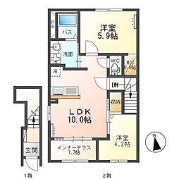 ファディール 2LDKの間取図画像