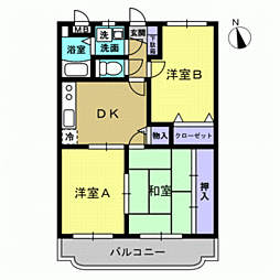 ユーミーサンライズ 3階3DKの間取り