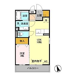 ポンテリーベB 1LDKの間取図画像