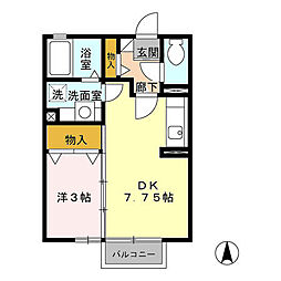 メゾン・ド・ソレイユA 1LDKの間取図画像