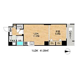 アドバンス西尾久 8階1LDKの間取り