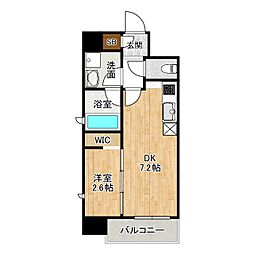 仙台市営南北線 北四番丁駅 徒歩8分の賃貸マンション 10階1DKの間取り